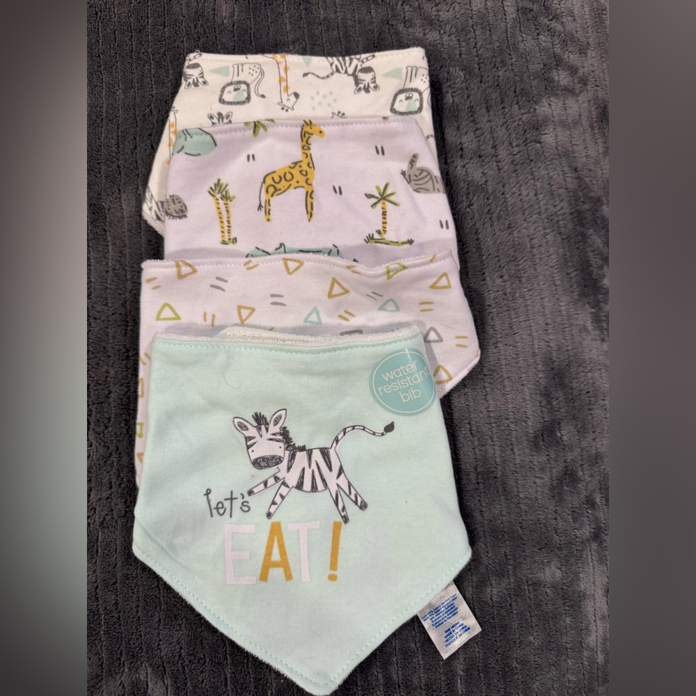 Water Resistant Baby Bib Set - Animal Print